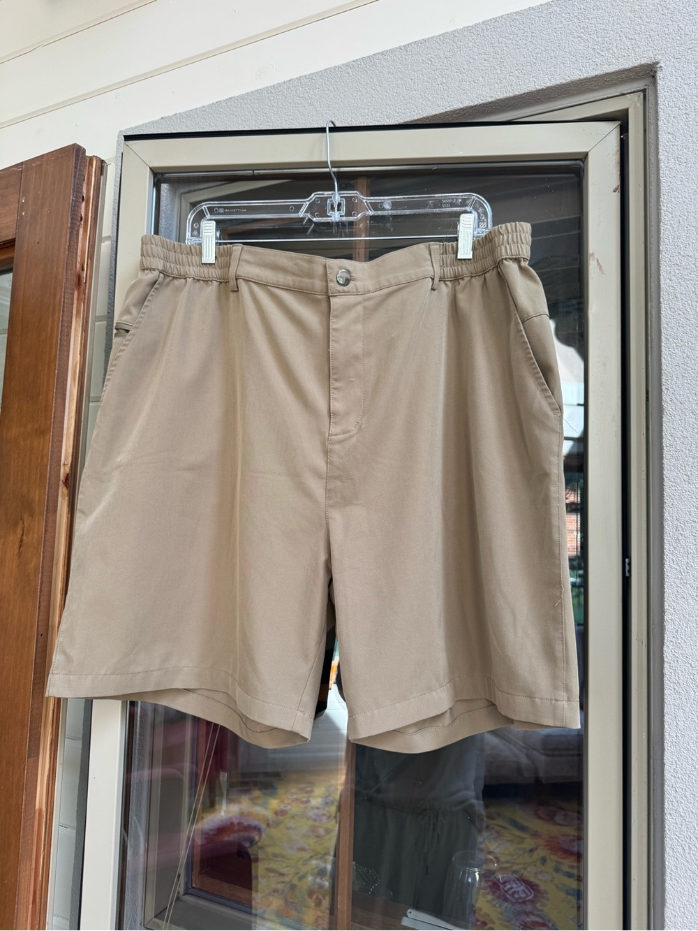 Men's Flat Front Elastic-Waist Shorts in Khaki